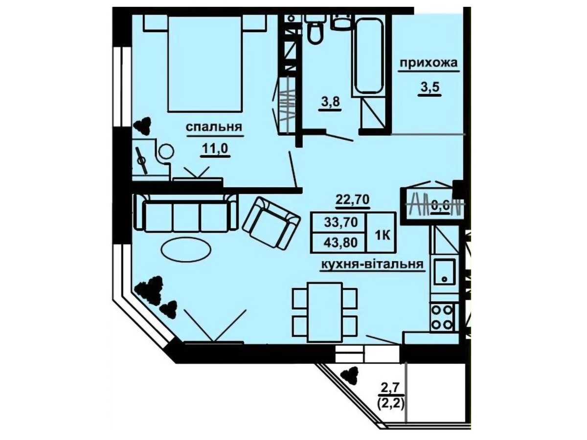 1-кім. квартира, Тернопіль, Аляска, вул. Куліша