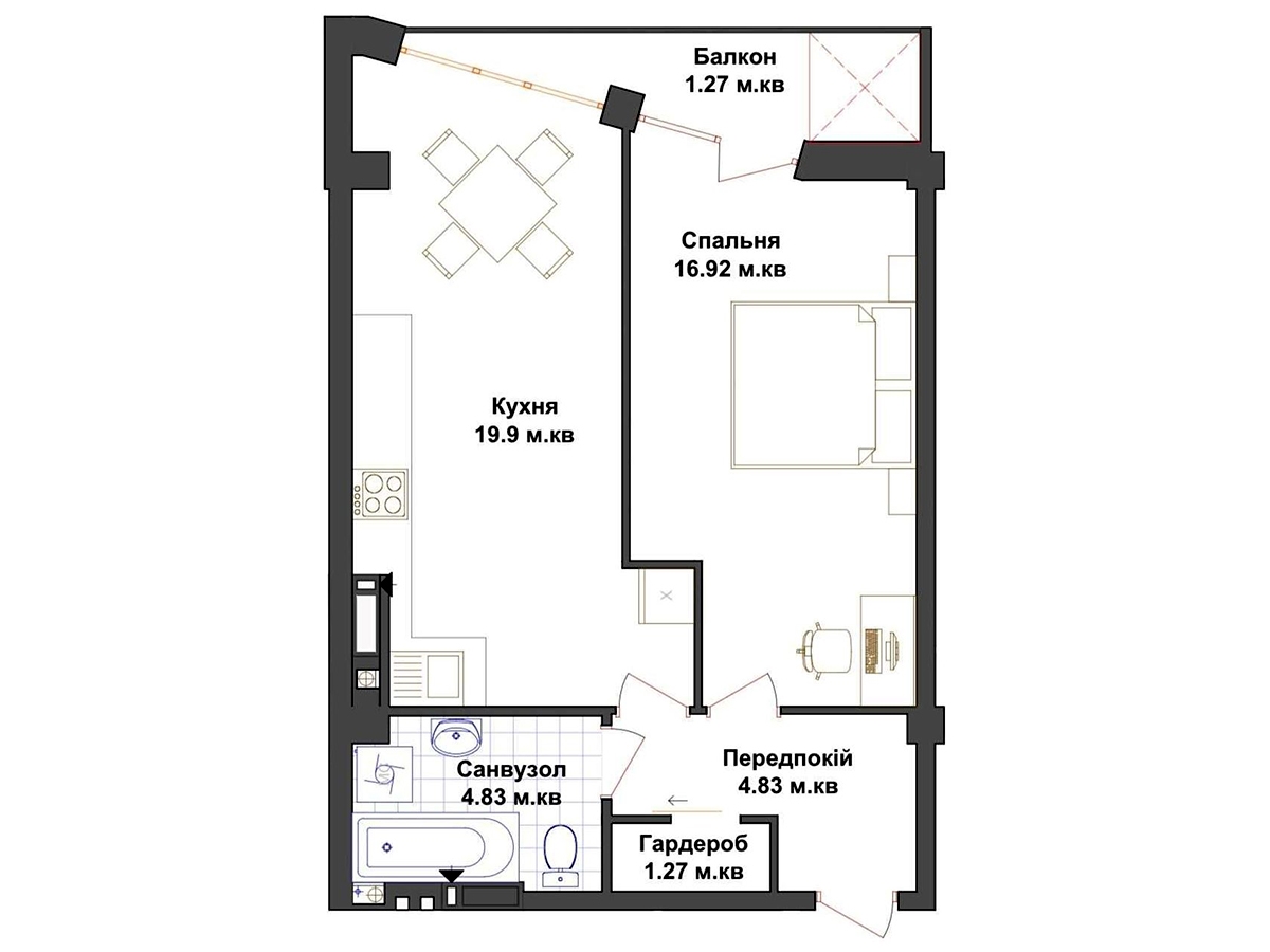 1-кім. квартира, Тернопіль, Бам, вул. Тарнавського