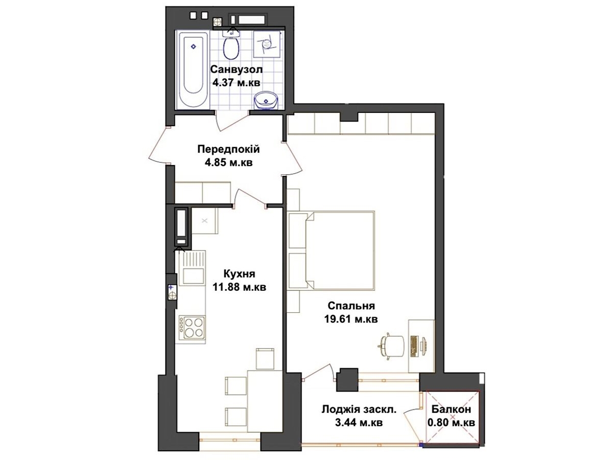 1-кім. квартира, Тернопіль, Бам, вул. Тарнавського