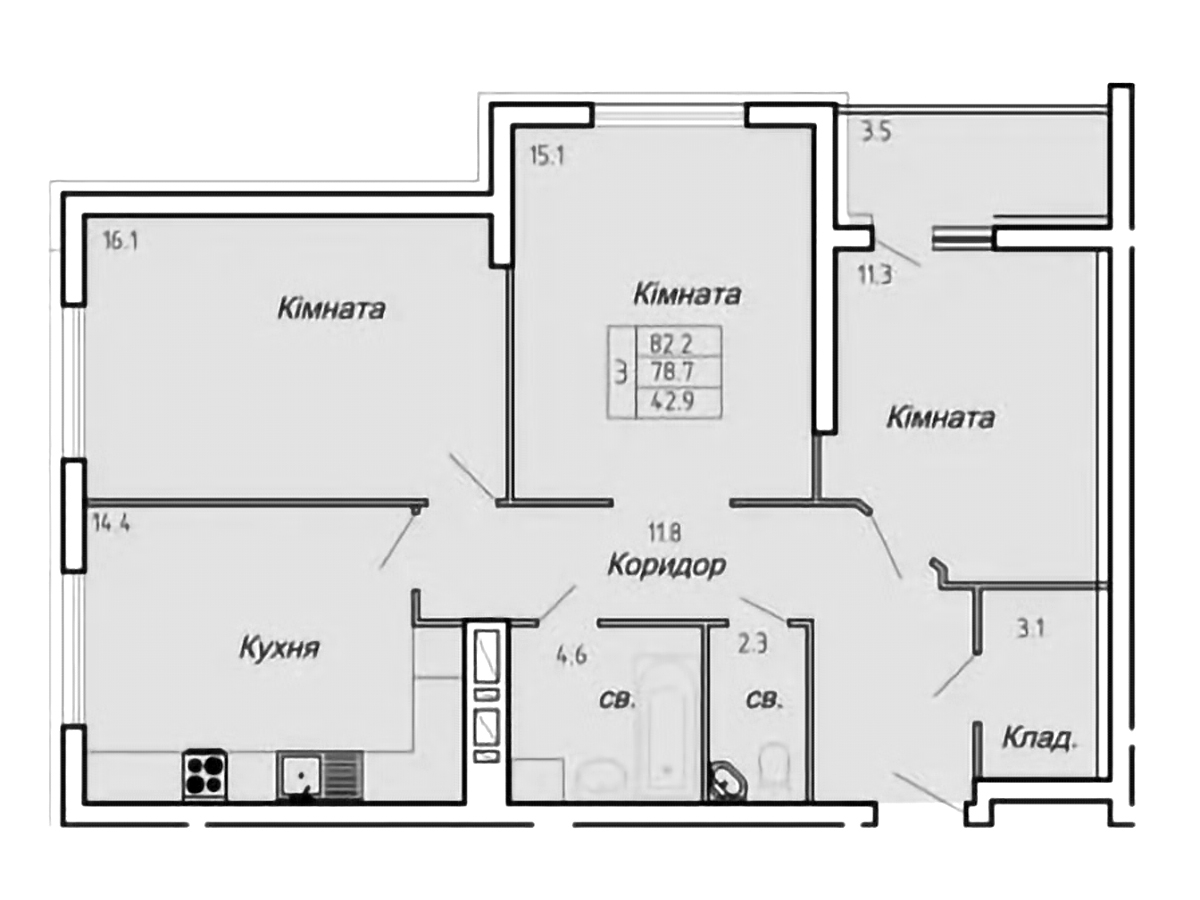 3-кім. квартира, Тернопіль, Новий світ, вул. Нечая