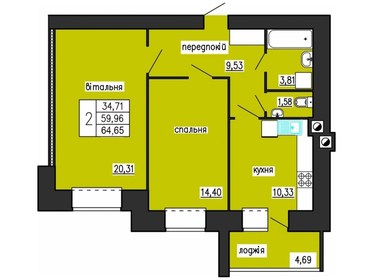 2-кім. квартира, Тернопіль, Дружба, вул. Лучаковського