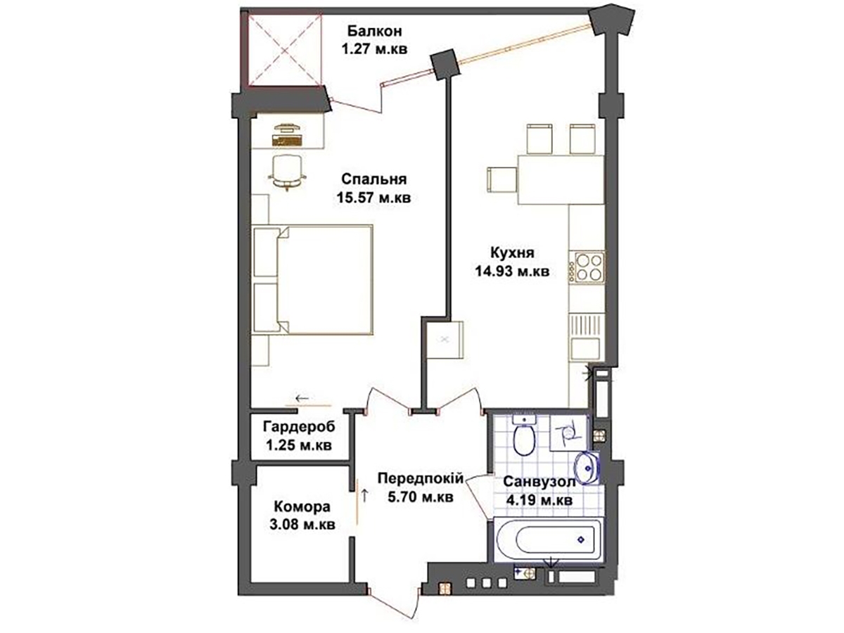 1-кім. квартира, Тернопіль, Бам, вул. Тарнавського