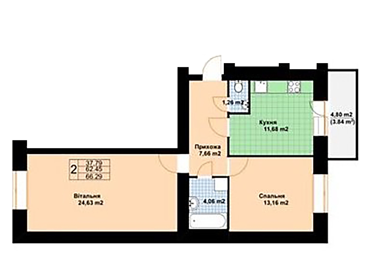2-кім. квартира, Тернопіль, Східний, вул. Довженка